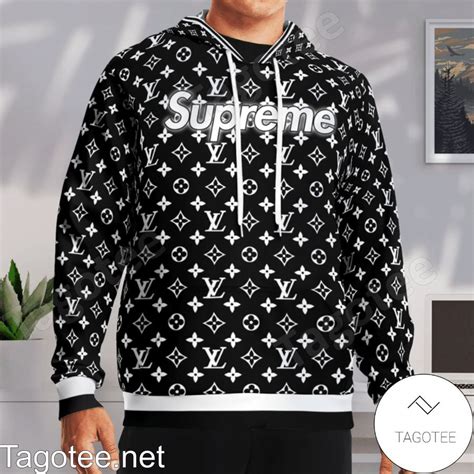 supreme lv black and white hoodie replica